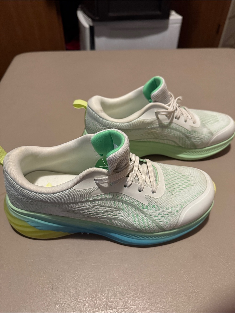 Avia Women's Mint Green and White Lace-Up Sneakers with Yellow Toe Accent - Picture 2 of 7
